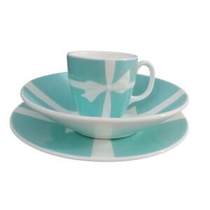 Tiffany Blue White Bow 3 Piece Bone China Set